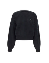 ROTATE Maglione girocollo a trecce BLACK Donna 