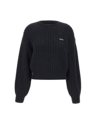 ROTATE Maglione girocollo a trecce BLACK Donna 