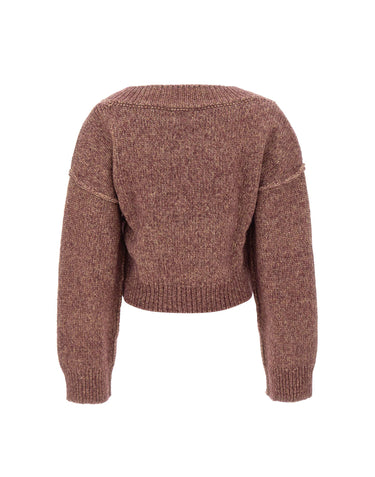 ROTATE Maglione in lana con scollo a V RED Donna 