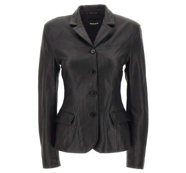ROTATE BIRGER CHRISTENSEN Blazer aderente in pelle BLACK Donna 
