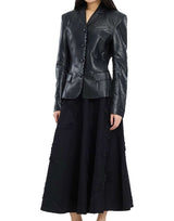 ROTATE BIRGER CHRISTENSEN Blazer aderente in pelle BLACK Donna 