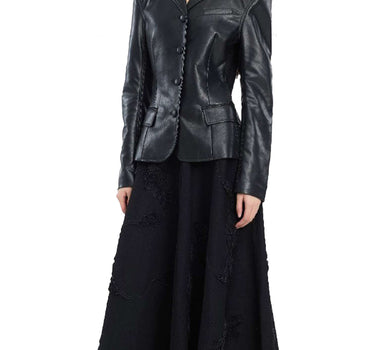 ROTATE BIRGER CHRISTENSEN Blazer aderente in pelle BLACK Donna 