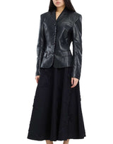 ROTATE BIRGER CHRISTENSEN Blazer aderente in pelle BLACK Donna 