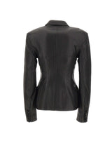 ROTATE BIRGER CHRISTENSEN Blazer aderente in pelle BLACK Donna 
