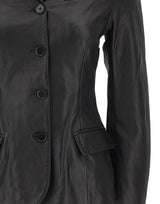 ROTATE BIRGER CHRISTENSEN Blazer aderente in pelle BLACK Donna 