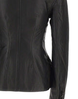 ROTATE BIRGER CHRISTENSEN Blazer aderente in pelle BLACK Donna 