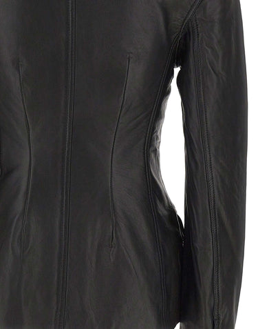 ROTATE Blazer aderente in pelle BLACK Donna 