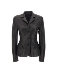 ROTATE Blazer aderente in pelle BLACK Donna 