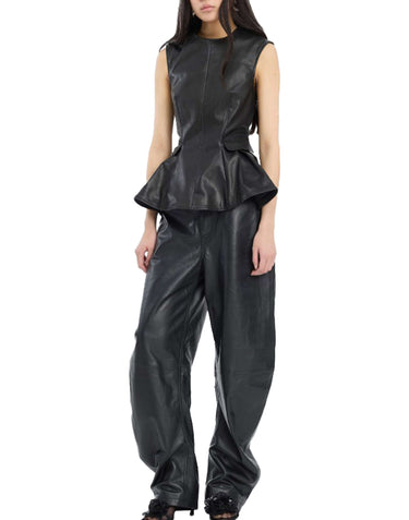 ROTATE BIRGER CHRISTENSEN Pantaloni barrel in pelle BLACK Donna 