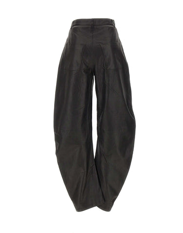 ROTATE Pantaloni barrel in pelle BLACK Donna 