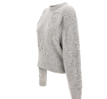 ROTATE BIRGER CHRISTENSEN Maglia con fiori 3D GREY Donna 