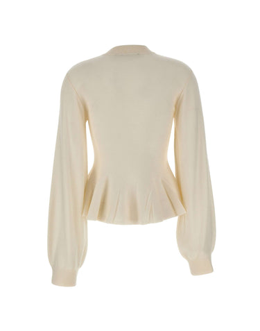 ROTATE Cardigan sagomato in lana e cashmere WHITE Donna 