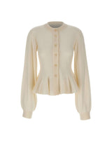 ROTATE Cardigan sagomato in lana e cashmere WHITE Donna 