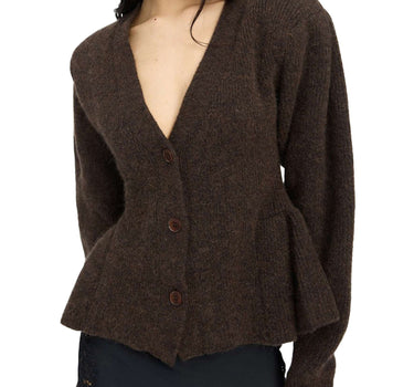 ROTATE BIRGER CHRISTENSEN Cardigan in maglia con volant BROWN Donna 