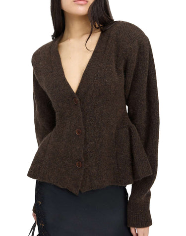 ROTATE Cardigan in maglia con volant BROWN Donna 
