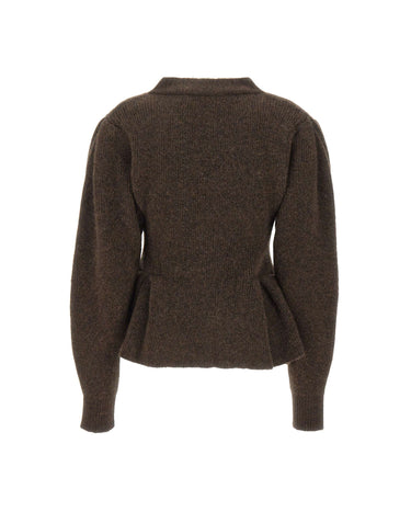 ROTATE Cardigan in maglia con volant BROWN Donna 