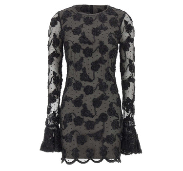 ROTATE BIRGER CHRISTENSEN Abito corto in rete con fiori BLACK Donna 