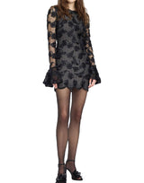 ROTATE Abito corto in rete con fiori BLACK Donna 