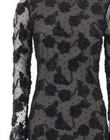 ROTATE Abito corto in rete con fiori BLACK Donna 