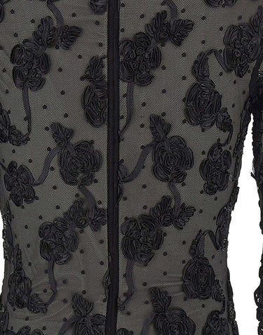 ROTATE Abito corto in rete con fiori BLACK Donna 