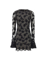 ROTATE Abito corto in rete con fiori BLACK Donna 