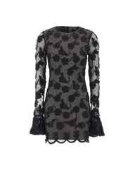 ROTATE Abito corto in rete con fiori BLACK Donna 