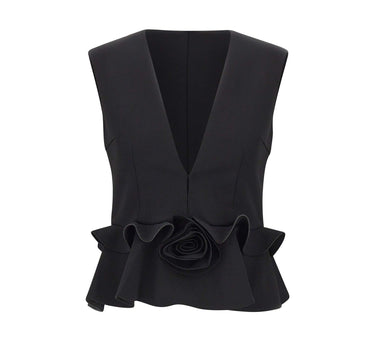 ROTATE Top con dettaglio floreale BLACK Donna 