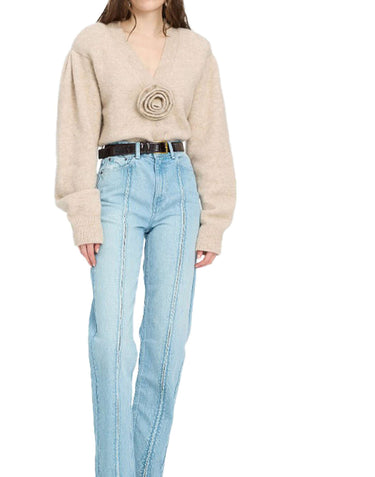 ROTATE BIRGER CHRISTENSEN "Flower Cardigan" BEIGE Donna 