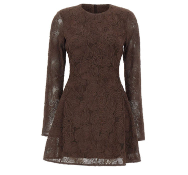 ROTATE BIRGER CHRISTENSEN Abito corto in rete con fiori BROWN Donna 