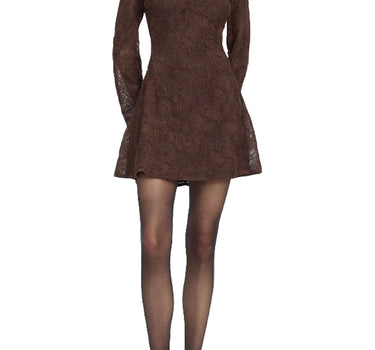 ROTATE BIRGER CHRISTENSEN Abito corto in rete con fiori BROWN Donna 