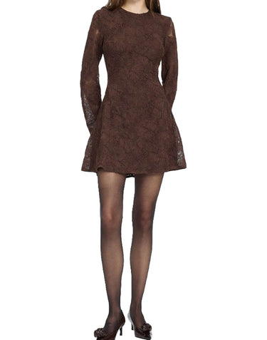 ROTATE Abito corto in rete con fiori BROWN Donna 