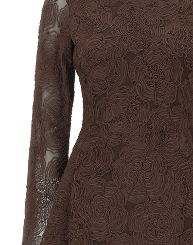 ROTATE Abito corto in rete con fiori BROWN Donna 