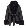 ROTATE BIRGER CHRISTENSEN Giacca in pelle con bordi in pelliccia BLACK Donna 