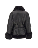 ROTATE BIRGER CHRISTENSEN Giacca in pelle con bordi in pelliccia BLACK Donna 