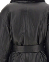 ROTATE BIRGER CHRISTENSEN Giacca in pelle con bordi in pelliccia BLACK Donna 