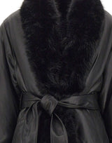 ROTATE BIRGER CHRISTENSEN Giacca in pelle con bordi in pelliccia BLACK Donna 