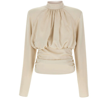 ROTATE BIRGER CHRISTENSEN "Ls Ruched Top" WHITE Donna 