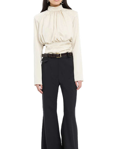 ROTATE BIRGER CHRISTENSEN "Ls Ruched Top" WHITE Donna 