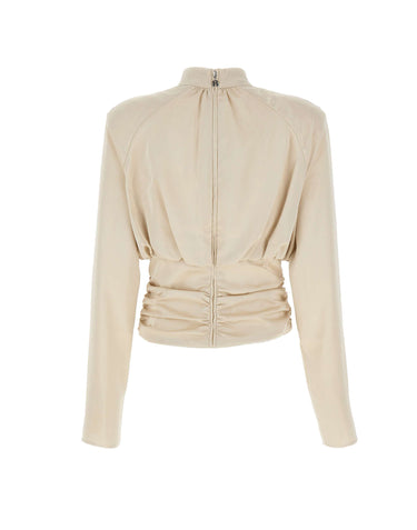 ROTATE BIRGER CHRISTENSEN "Ls Ruched Top" WHITE Donna 