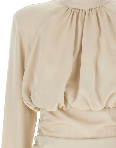 ROTATE BIRGER CHRISTENSEN "Ls Ruched Top" WHITE Donna 