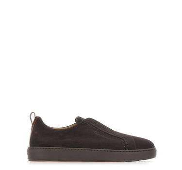SANTONI Sneakers slip-on in suede BROWN Uomo 
