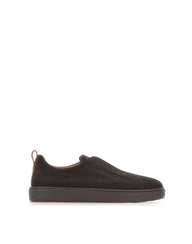SANTONI Sneakers slip-on in suede BROWN Uomo 
