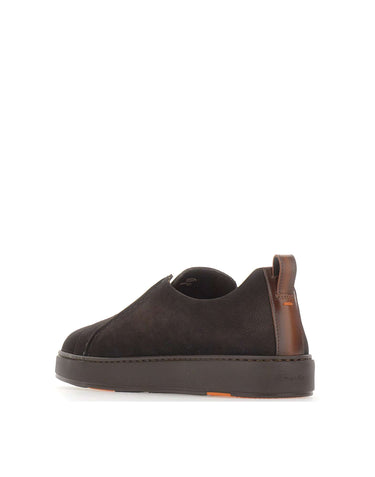SANTONI Sneakers slip-on in suede BROWN Uomo 
