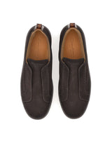 SANTONI Sneakers slip-on in suede BROWN Uomo 