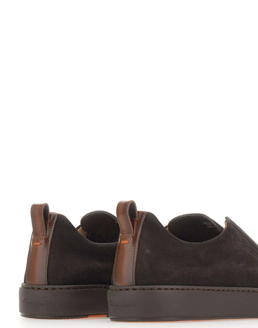 SANTONI Sneakers slip-on in suede BROWN Uomo 