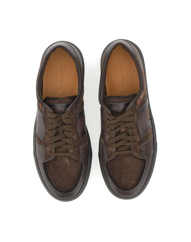 SANTONI Sneakers "Double Buckle" BROWN Uomo 