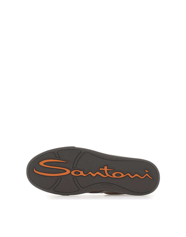 SANTONI Sneakers "Double Buckle" BROWN Uomo 