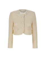 Giacca bouclé con collo in pizzo 002JC CREAM SELF-PORTRAIT 