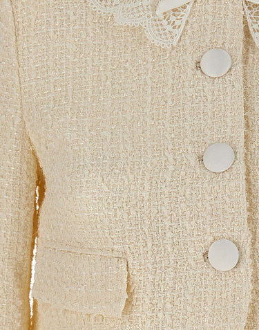 Giacca bouclé con collo in pizzo 002JC CREAM SELF-PORTRAIT 