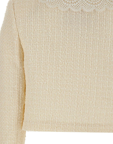 Giacca bouclé con collo in pizzo 002JC CREAM SELF-PORTRAIT 